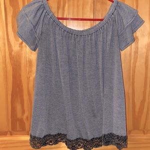 Off the shoulder grey top